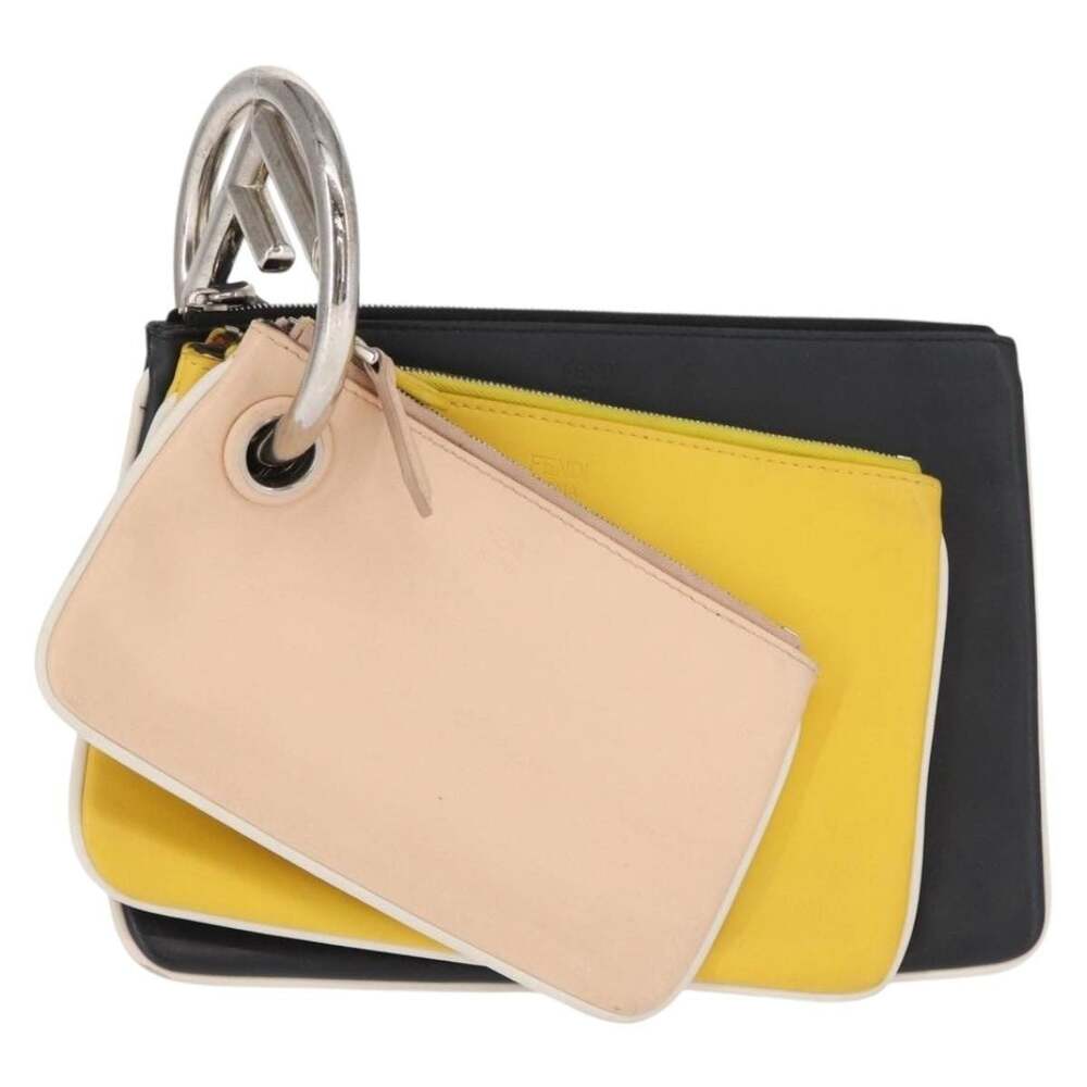 Fendi Leather Triplet Clutch Bag Multicolor
